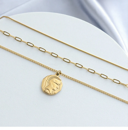 Medallion stacking necklace
